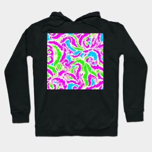 Highlighter pink, green, blue and white preppy paisely Hoodie